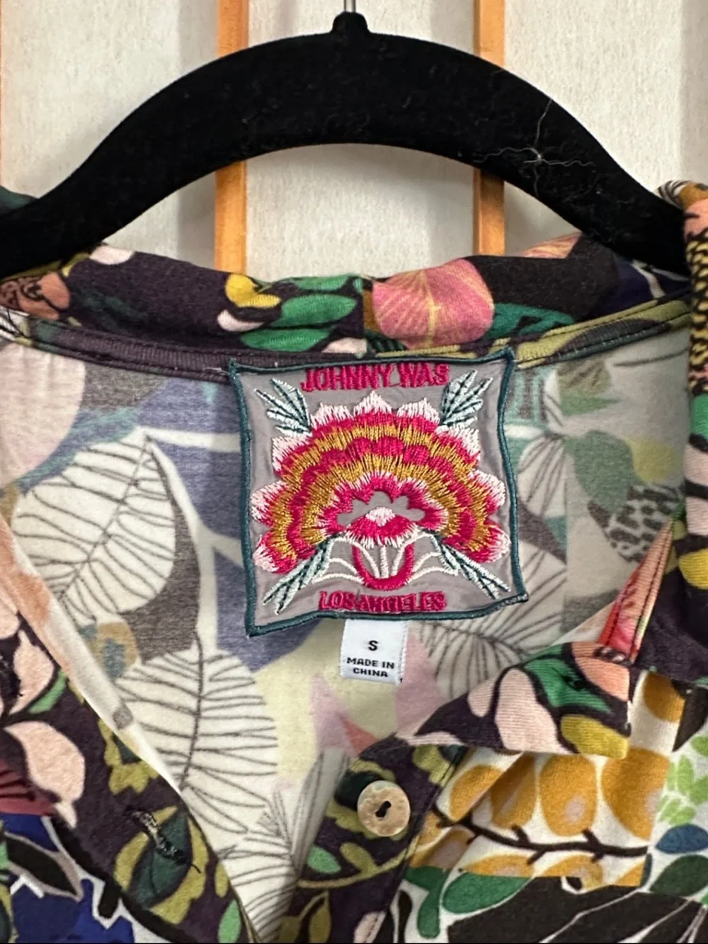 Johnny Was Multicolor Floral Patchwork Polo - Picture 3 of 6